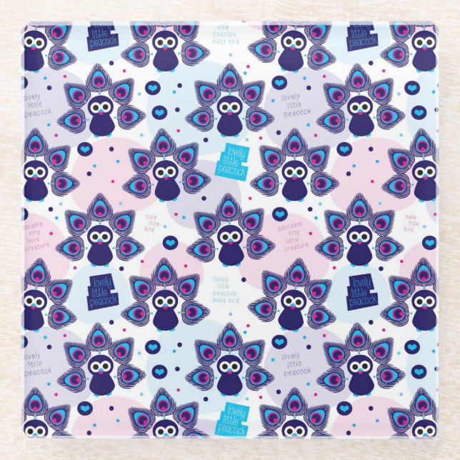 Dessous-de-verre En Verre motif exotique de paon de l'Inde (Devant)