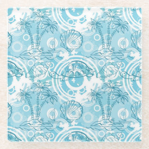 Dessous-de-verre En Verre motif exotique d'océan