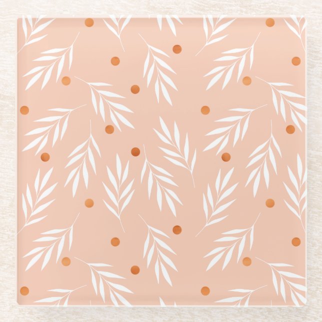 Dessous-de-verre En Verre Motif Feuille moderne Apricot rose (Devant)