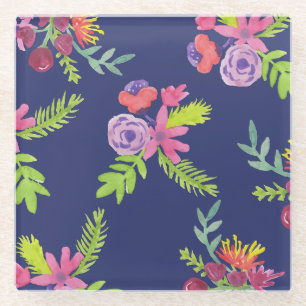Dessous-de-verre En Verre Motif Fleur sauvage aquarelle