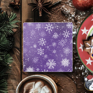 Dessous-de-verre En Verre Motif Flocons de Neige Violets Magique Vacances d'