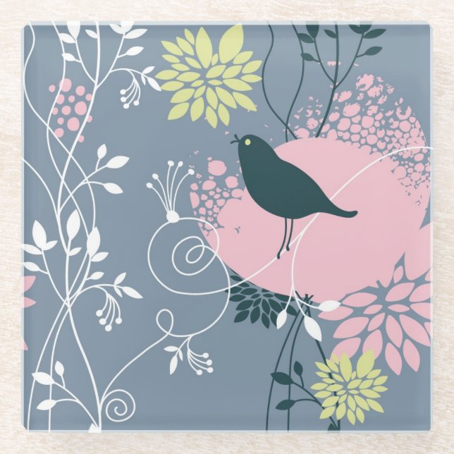 Dessous-de-verre En Verre Motif floral (Devant)