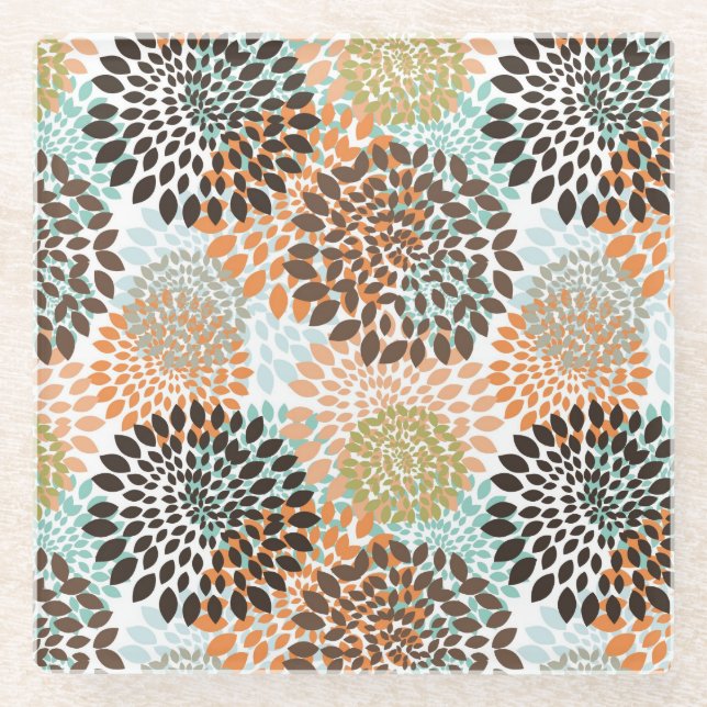 Dessous-de-verre En Verre Motif floral 10 (Devant)