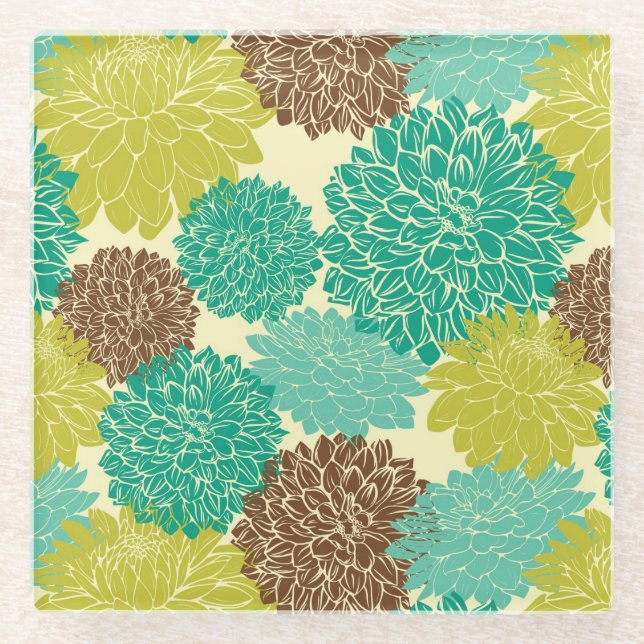 Dessous-de-verre En Verre Motif floral 11 (Devant)