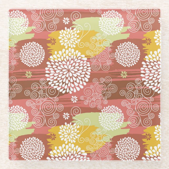 Dessous-de-verre En Verre Motif floral 2 (Devant)