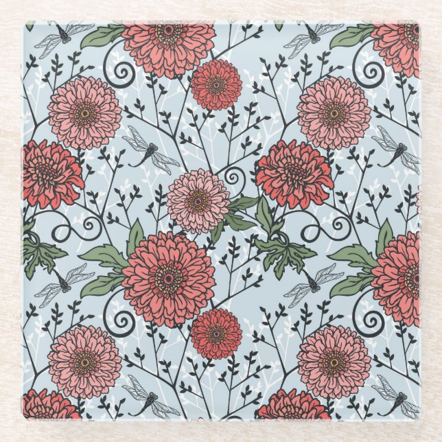 Dessous-de-verre En Verre Motif floral 3 (Devant)