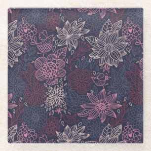 Dessous-de-verre En Verre Motif floral 4 3
