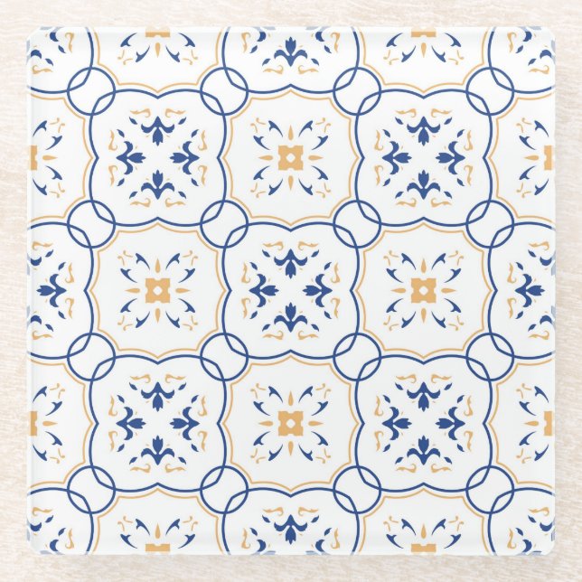 Dessous-de-verre En Verre Motif floral 5 (Devant)