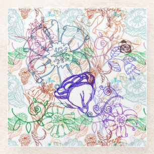 Dessous-de-verre En Verre Motif floral 9