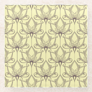 Dessous-de-verre En Verre Motif floral à la crème