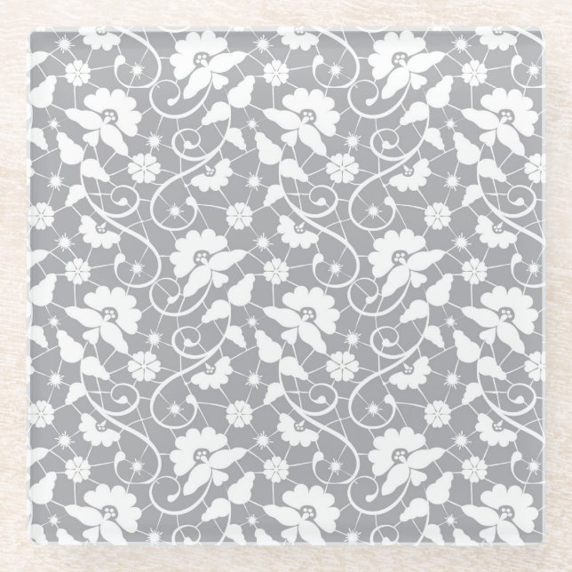 Dessous-de-verre En Verre Motif floral de dentelle (Devant)