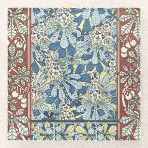 Dessous-de-verre En Verre Motif floral de marronnier Art nouveau vintage