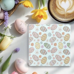 Dessous-de-verre En Verre Motif Floral de Pâques aux Œufs Mignons Pastel Fan