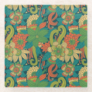 Dessous-de-verre En Verre Motif floral d'été