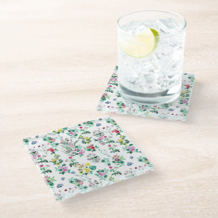 Dessous-de-verre En Verre Motif floral estival léger et joli