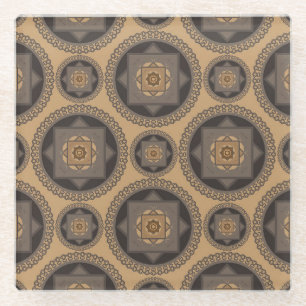 Dessous-de-verre En Verre Motif floral mandala abstrait de luxe