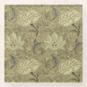 Dessous-de-verre En Verre Motif floral William Morris Windrush : Vintage