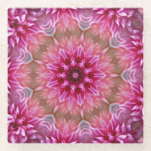Dessous-de-verre En Verre Motif géométrique à fleurs rose Mandala-67545