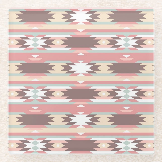 Dessous-de-verre En Verre Motif géométrique dans le style aztèque 2 (Devant)