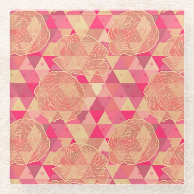 Dessous-de-verre En Verre Motif géométrique de fleur (Devant)