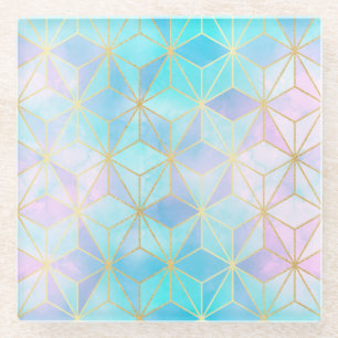 Dessous-de-verre En Verre Motif géométrique en verre Iridescente