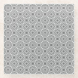 Dessous-de-verre En Verre Motif géométrique gris blanc sans couture