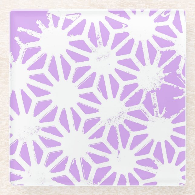 Dessous-de-verre En Verre Motif géométrique Lilac (Devant)