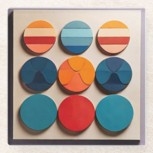 Dessous-de-verre En Verre Motif géométrique moderne du milieu du siècle