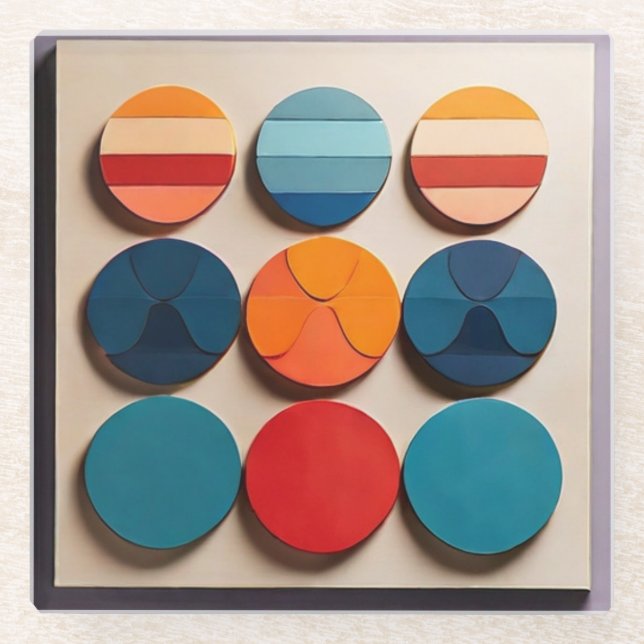 Dessous-de-verre En Verre Motif géométrique moderne du milieu du siècle (Devant)