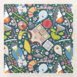 Dessous-de-verre En Verre Motif japonais sans visage