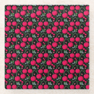 Dessous-de-verre En Verre Motif joli de cerise   Cerise rouge sans couture