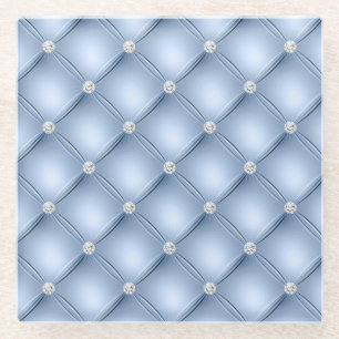 Dessous-de-verre En Verre Motif Luxueux Diamant Bleu Clair Toupeté