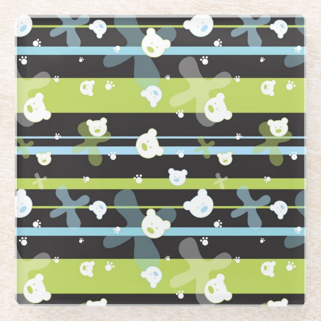 Dessous-de-verre En Verre Motif mignon avec peu d'ours (Devant)