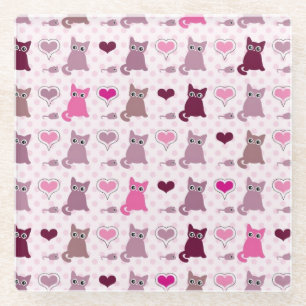 Dessous-de-verre En Verre Motif mignon de filles de chaton