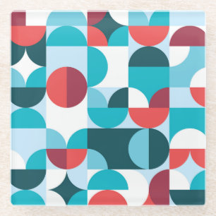 Dessous-de-verre En Verre Motif minimaliste des années 70 rétro