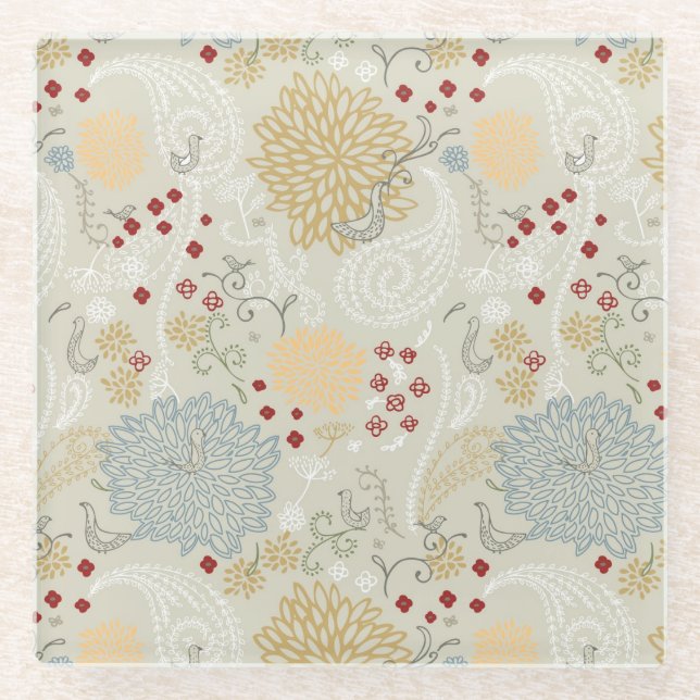 Dessous-de-verre En Verre motif montrant le jardin bouclé (Devant)