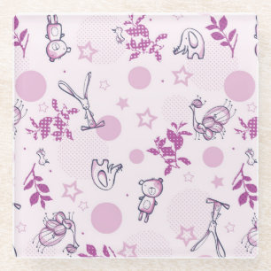 Dessous-de-verre En Verre motif montrant les animaux vintages de bébé