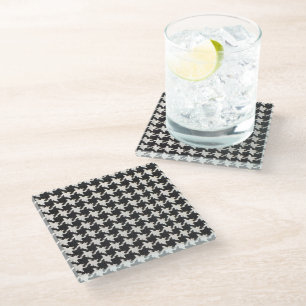 Dessous-de-verre En Verre Motif noir blanc pied de poule
