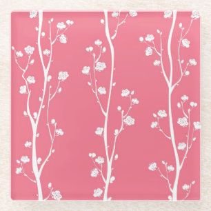 Dessous-de-verre En Verre Motif oriental de fleur de prune