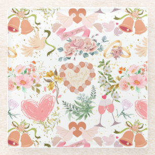 Dessous-de-verre En Verre motif ornements mariages