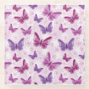 Dessous-de-verre En Verre motif papillon