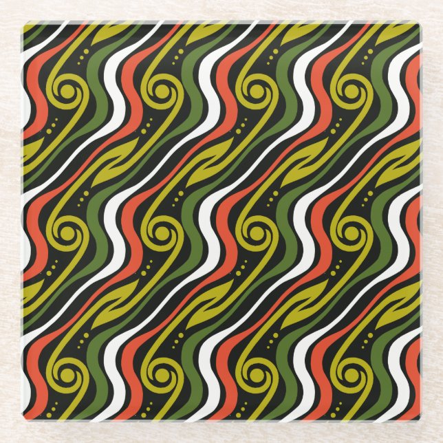 Dessous-de-verre En Verre motif rayé (Devant)