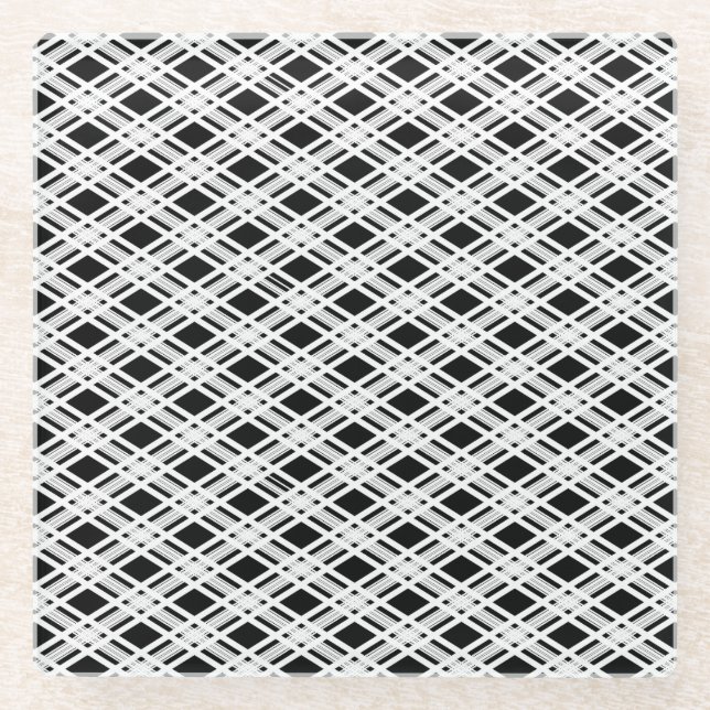 Dessous-de-verre En Verre Motif rayé de plaid (Devant)