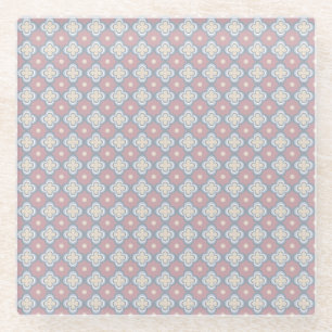 Dessous-de-verre En Verre Motif rose et bleu