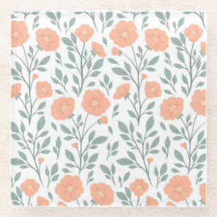 Dessous-de-verre En Verre Motif rustique avec fleurs roses