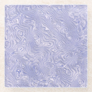 Dessous-de-verre En Verre Motif Silky Blue Moire