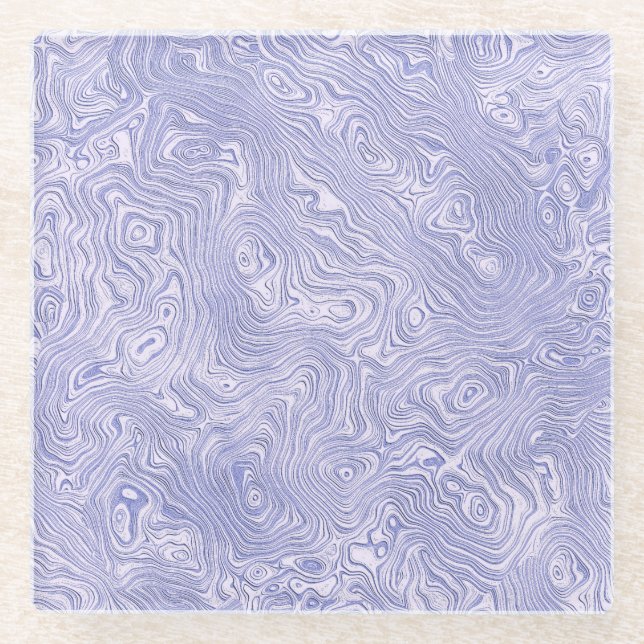 Dessous-de-verre En Verre Motif Silky Blue Moire (Devant)