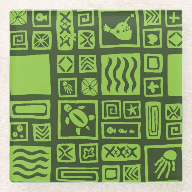 Dessous-de-verre En Verre Motif Tiki (Devant)