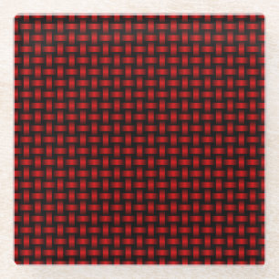 Dessous-de-verre En Verre Motif Tissé Rouge Noir