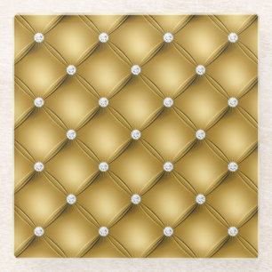 Dessous-de-verre En Verre Motif touffeté diamant or luxe